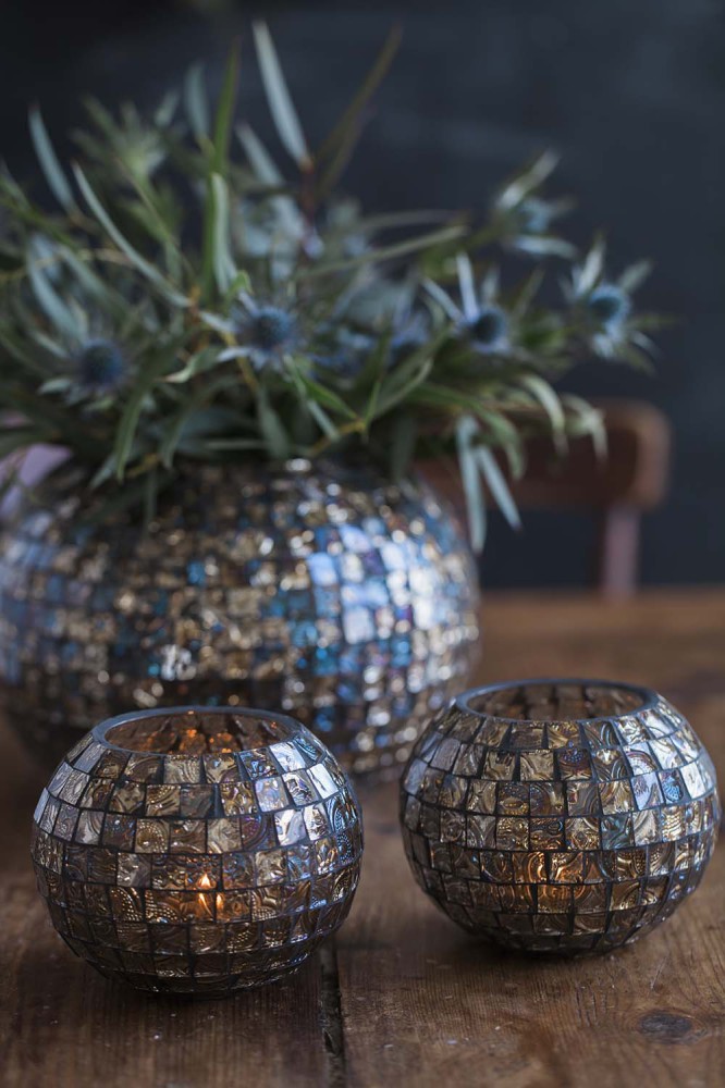 Ljuslykta Artisan Mosaic, rund, från Majas lyktor säljs till förmån för Barncancerfonden